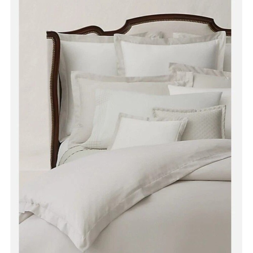 Ralph Lauren Duvet Cover Full Queen Organic Cotton Lovan Jacquard Platinum Grey